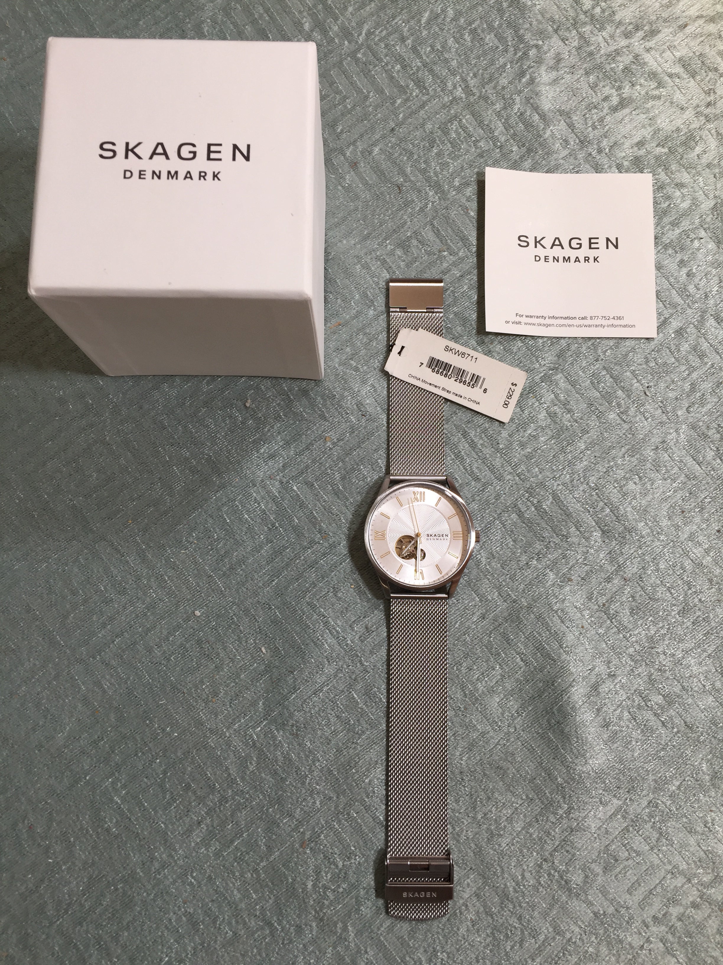 SKAGEN DENMARK Men's Holst Automatic Silver Steel Mesh Watch SKW6711 (7578949943534)